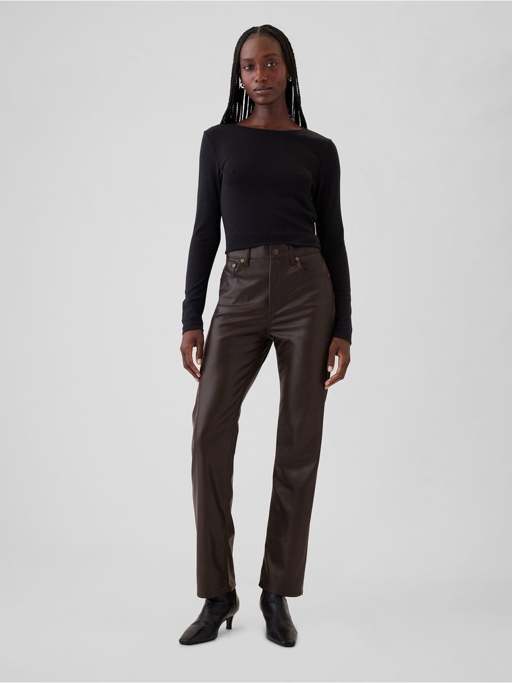 NWT GAP High-Rise Chocolate Brown Vegan Leather Pants